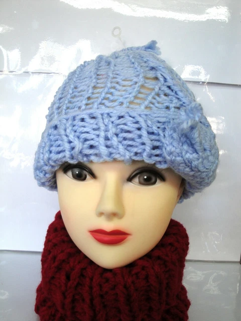 Bonnet En Laine Orange Fait Main – Taille Unique, Avec Revers, Pour Femme – Hiver/automne
