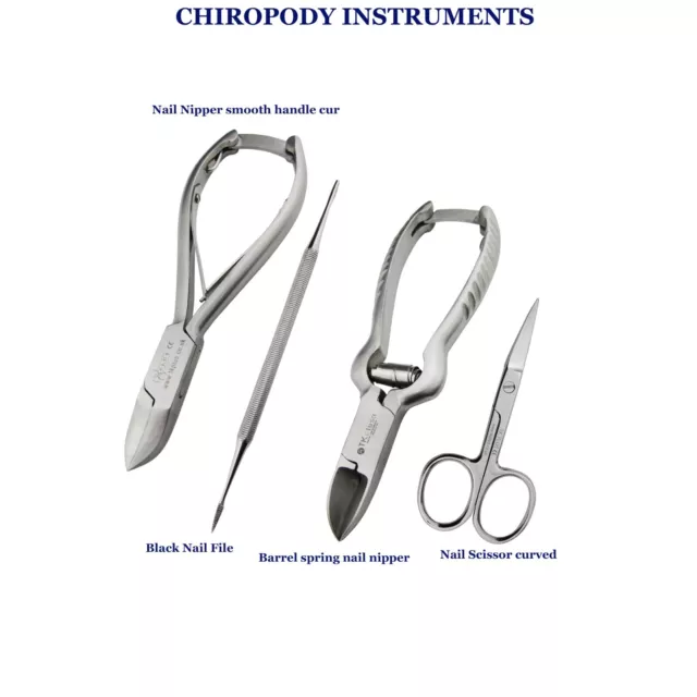 Chiropody instrument Kit Ingrown Toenail Nippers Black File Cuticle Nail Scissor