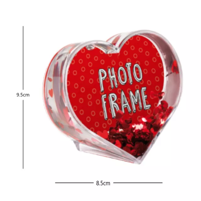 Glitter Heart Shaped Photo Frame Snow Globe Bday Weddings Valentines Day Gift UK 2