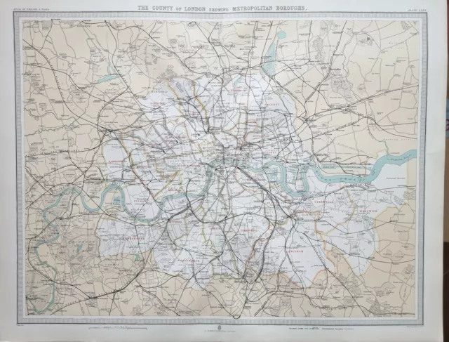 1903 Old Map County London Metropolitan Boroughs Westminster