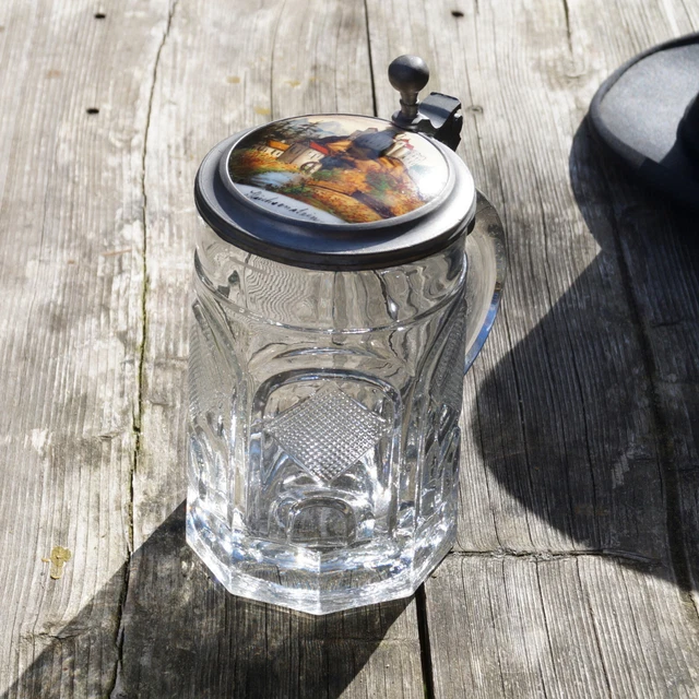 Bierkrug Tschechische Republik – Glas, Mit Metalldeckel, 383 Ml, Flaggen- & Karten-Motiv