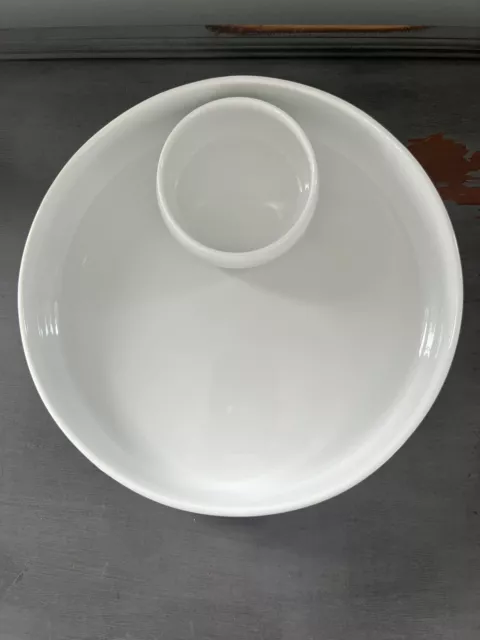 Crate and Barrel Bret Bortner Chip and Dip Bowl Serving Dish, White Ceramic