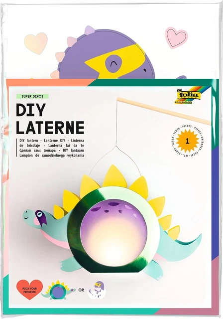 folia 94204 - Laterne Bastelset SUPER DINOS, ca. 10 x 23 x 33 cm - Bastelmateria