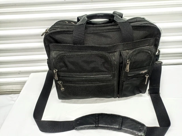 Tumi Alpha Expandable Laptop Briefcase Canvas Dual Handle Black 26141D4