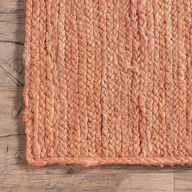 Rug Peach Jute Carpet Rectangle Area Rug Natural Handmade Braided Rustic Look 3