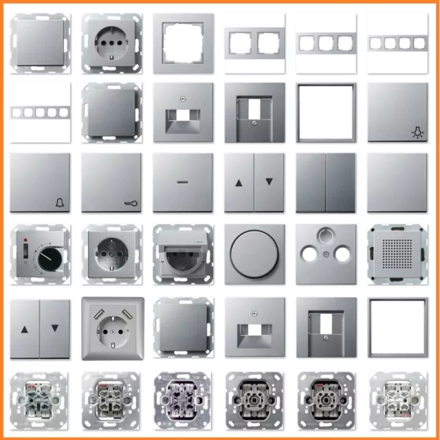 GIRA System 55 E2 Alu Silber USB Steckdose Rahmen Schalter Wippe Einsatz Taster