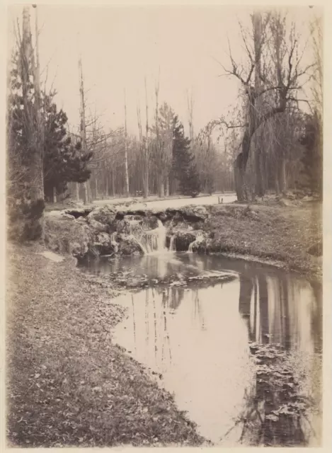 France, Cascade du Bois de Vincennes  Vintage albumen print.  Tirage album