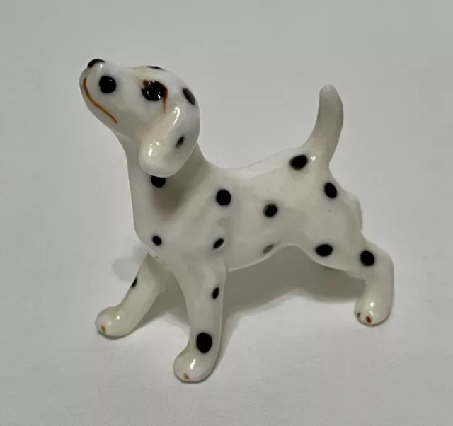 Vintage Bone China Nose Up Dalmatian Dog Glazed Figurine, Made In Japan