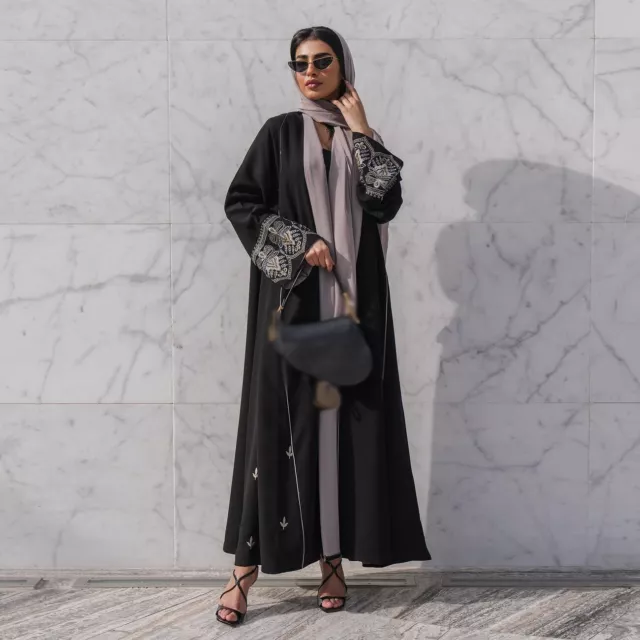 Dubai Women Muslim Open Cardigan Islamic Long Robes Kaftan Kimono Abaya Dresses