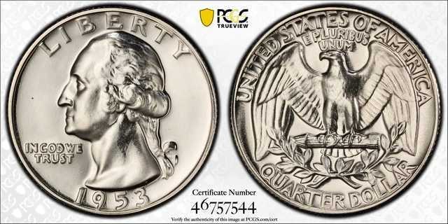 1953 P Quarter Dollars Silver Coinage PCGS PR-67