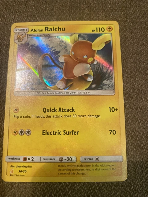 Alolan Raichu - Holo Rare Trainer Kit Promo 30/30 Pokemon Card - MP