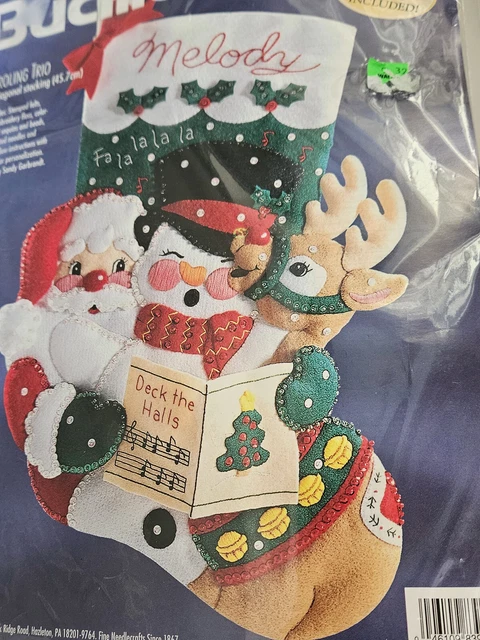 Kit de Medias de Navidad Bucilla Felt 1998 Trío de Caroling 18" 83953 Completo LEER