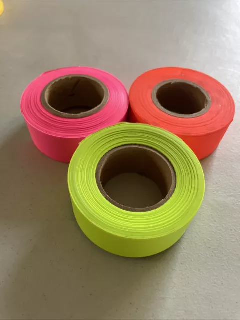 Irwin Lot of 3  (1) Glo Orange,(1) Lime & (1) Glo Pink Flagging Tape 150' roll