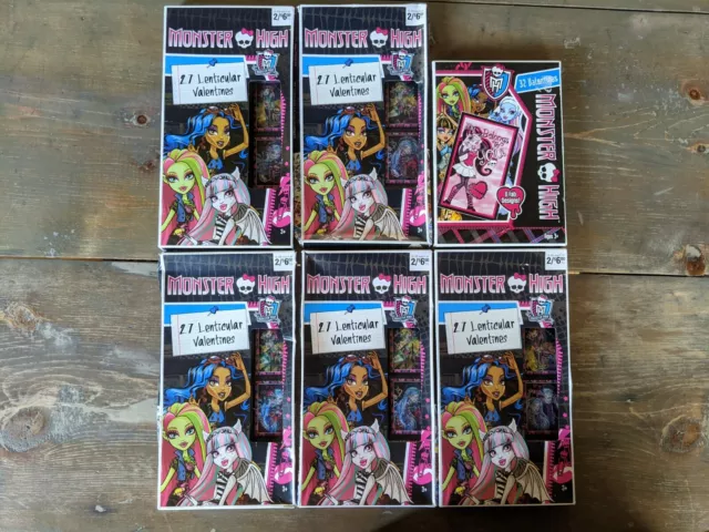 Huge Lot of 167 Monster High Valentines Day Cards - 6 Boxes - New Factory Sealed