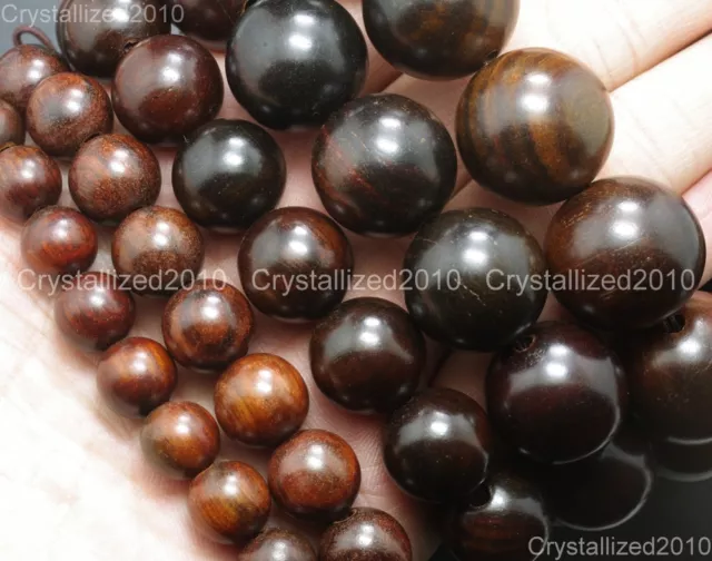 Natural Mahogany Wood Round Ball Beads 10mm 12mm 15mm 18mm 20mm Healing Bracelet