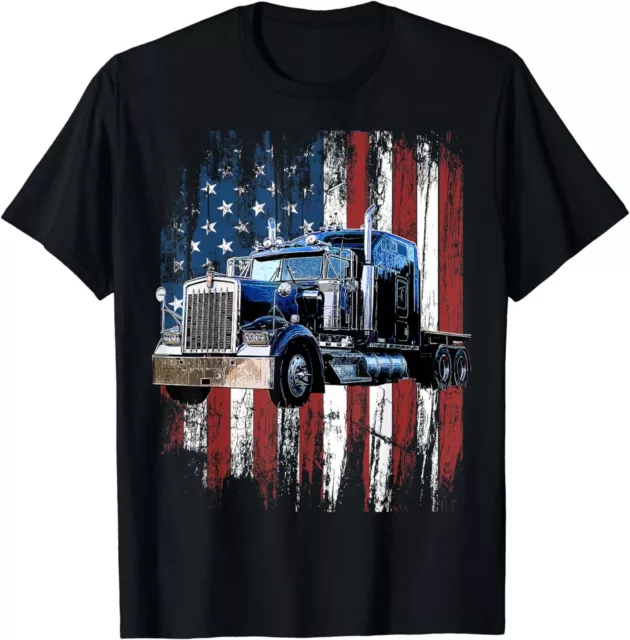 NEW! Trucker American Flag Truck Driver Shirt Truc Made in Australia S-3XL - Foto 1 di 3