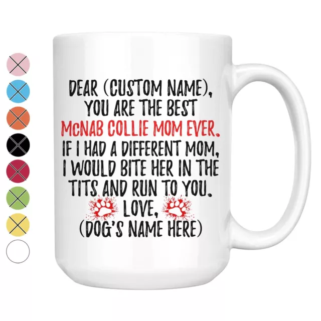 Personalized McNab Collie Dog Mom Coffee Mug, McNab Collie Owner Women Gift