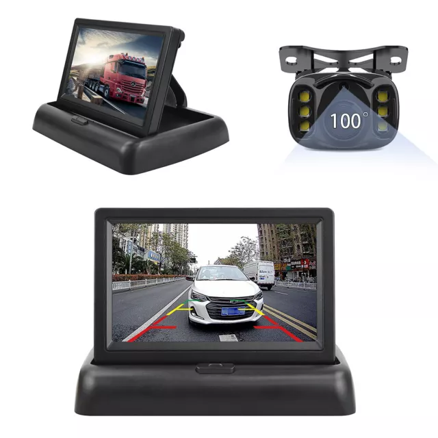 4.3" Backup Camera Car Rear View Reverse Parking Night Vision & Foldable Monitor 3