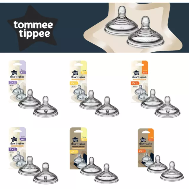 Tommee Tippee Baby Bottle Teat Vent Variflow Fast Slow Flow Closer To Nature