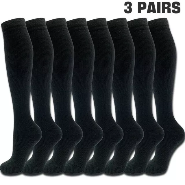 3Pair Diabetic Over The Calf Socks Full Cushioned Sole Non Binding Top Unisex