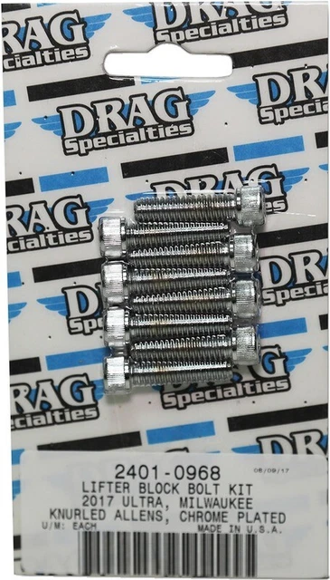 Drag Specialties Bolt Kit M8 Rocker Black/Chrome Smooth  -  2401-1022