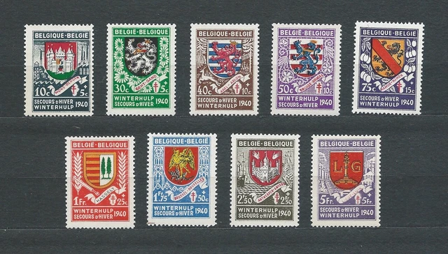 BELGIQUE - 1941 YT 538 à 546 ARMOIRIES - TIMBRES NEUFS** MNH LUXE
