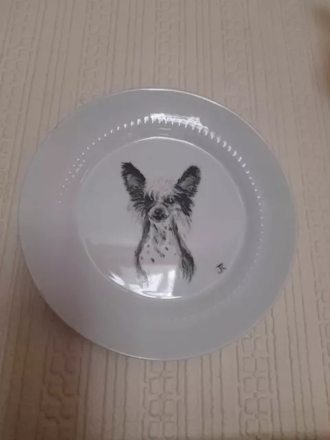 Beautiful Decorative Chinese Crested Dog Collector's Wall Plate Hand Painted
