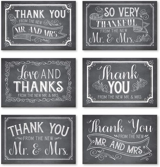 24 Rustic Wedding Thank You Cards With Envelopes, Elegant Bridal Shower Thank