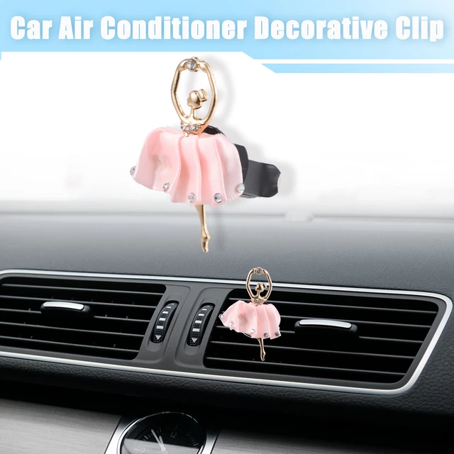 Car Faux Crystal Dancing Lady Shape Clip for Air Conditioner Outlet Vent Pink