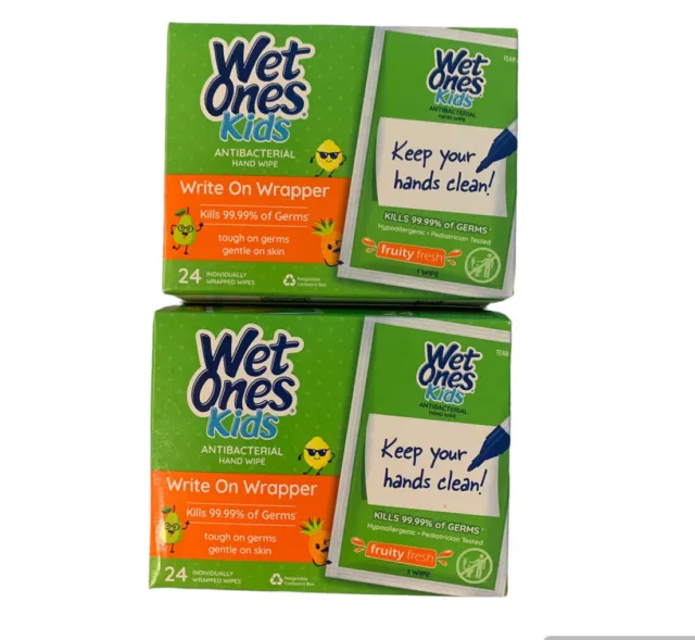 2 Pack of Wet Ones Kids Wipes, Fruity Fresh Scent 24 Count EACH PACK