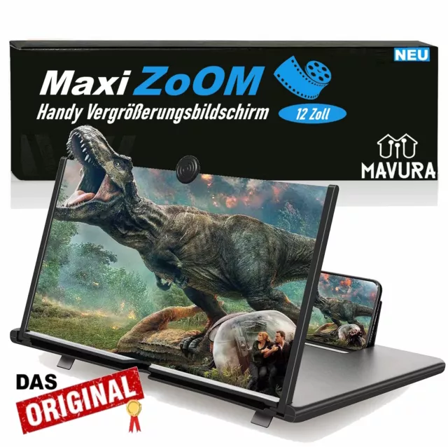 MaxiZoOM Handy 3D Bildschirm Lupe Smartphone Vergrößerungslupe Projektor 12"