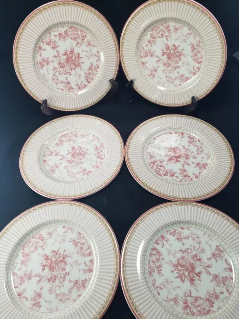 6 Royal Doulton Studio Provence 9" Luncheon Plates 2001 Provence Rouge Pink Exc.