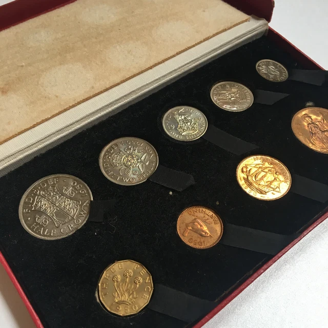 1950 KING GEORGE VI Royal Mint Proof coin set - Half crown, Two ...