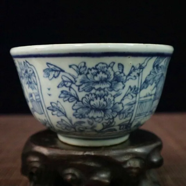 Chinese Blue and White Porcelain Ancient Characters Design Bowl 4.7 inch