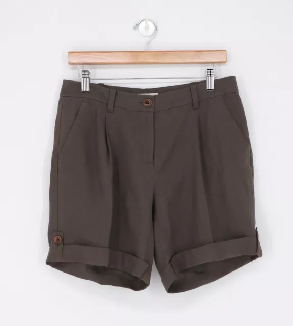 Eileen Fisher Organic Linen Rolled Cuff City Shorts Size 4 Taupe