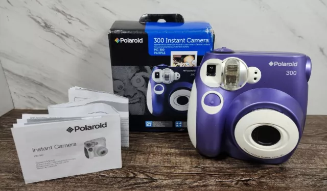 ☆VeryNice☆ ~Polaroid PIC 300 Purple Instant Film Camera In Box 📦 With Manual~ ☆