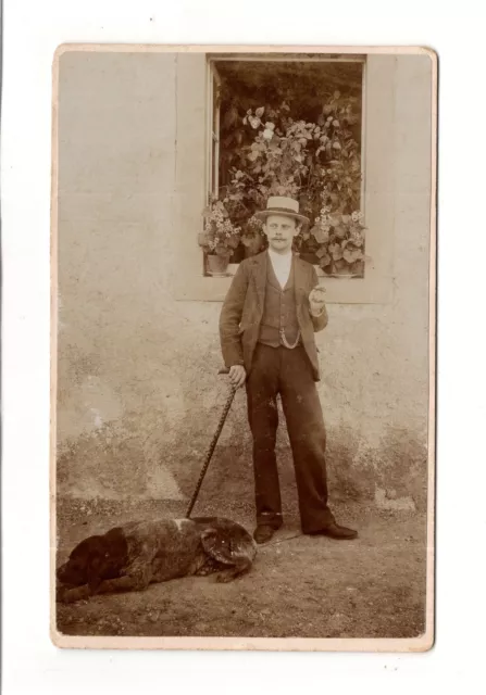 CAB Foto Feiner Herr mit Hund - Blankenheim um 1900