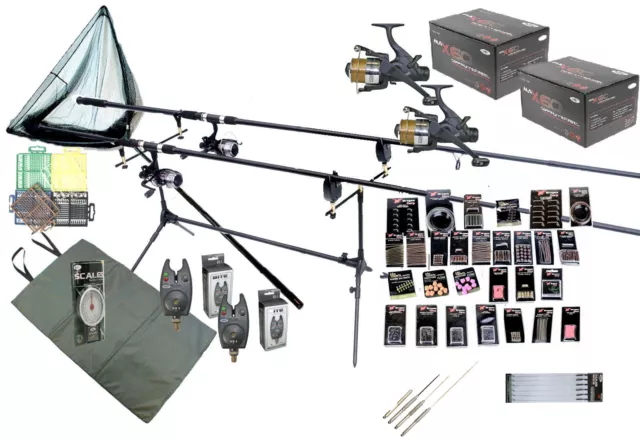 CARP FISHING KIT Set Shakespeare Rods Reels Tackle GIANT Accessory