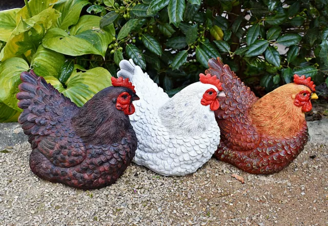 ❀ Huhn Esschert Gartenfigur hockend lebensecht sitzend Figur Bauernhof Hühner BW