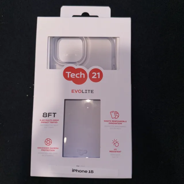 Tech21 EvoLite case for iPhone 15 - Impact Protection Case - Clear