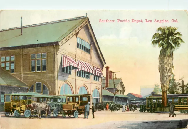 c1910 Postcard Los Angeles CA Southern Pacific RR Depot Road of Thousand Wonders