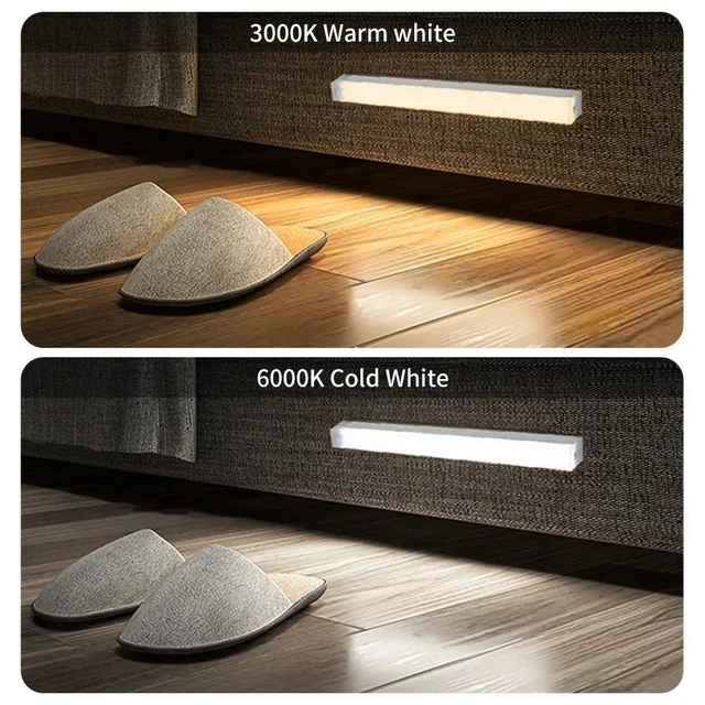 STRIP LIGHT LED PIR Motion Sensor Wireless USB Rechargeable Cabinet ...