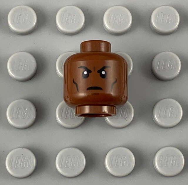 LEGO Male BROWN DARK FLESH DUAL SIDED MINIFIGURE HEAD W/ STERN & SMILING FACE