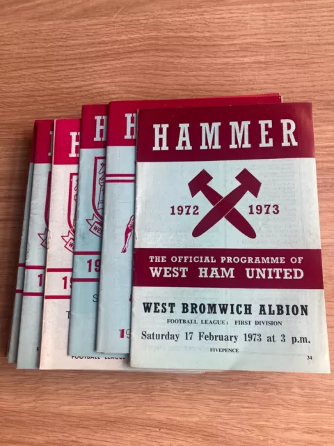 25 West Ham Football Programmes 1973 - 1982