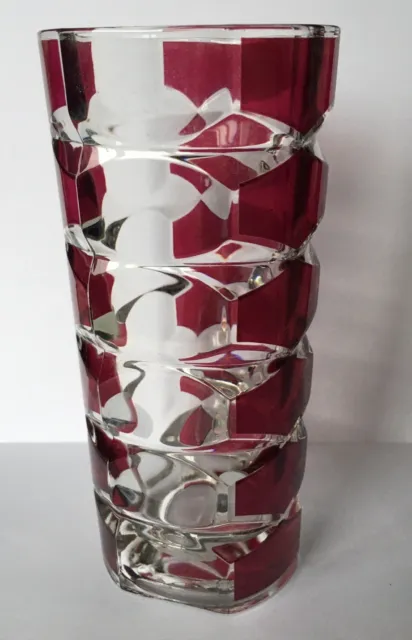 Beautiful Vintage Retro French Cranberry Art Glass Vase 2