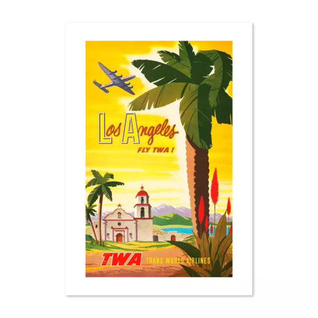 1950s Los Angeles TWA Vintage Style Travel Poster - Classic Art Print
