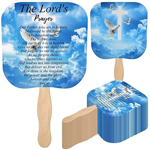 Sherr 50 Pcs Christian Church Fans Bulk The Lord's Prayer Church Fans Parlor