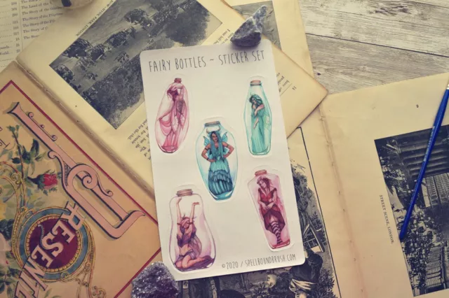 Potion Bottle Fairy Sticker Sheet Small Batch Watercolor Style Made by Artist