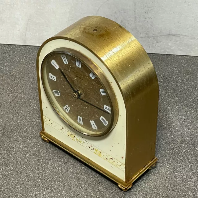 Vintage Seth Thomas Brass Carriage Mantle Clock | Battery Operated | Gold Retro 3