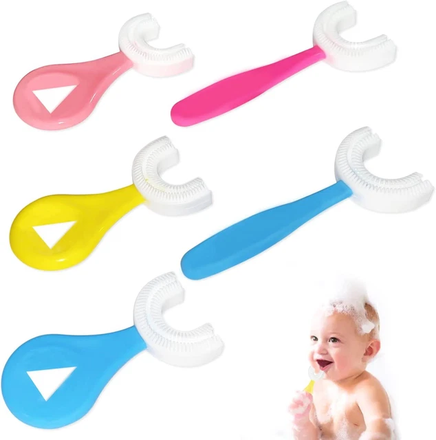 5er-Pack Kinder U-förmige Zahnbürste für den ganzen Mund, Silikonborsten Massagegummi,